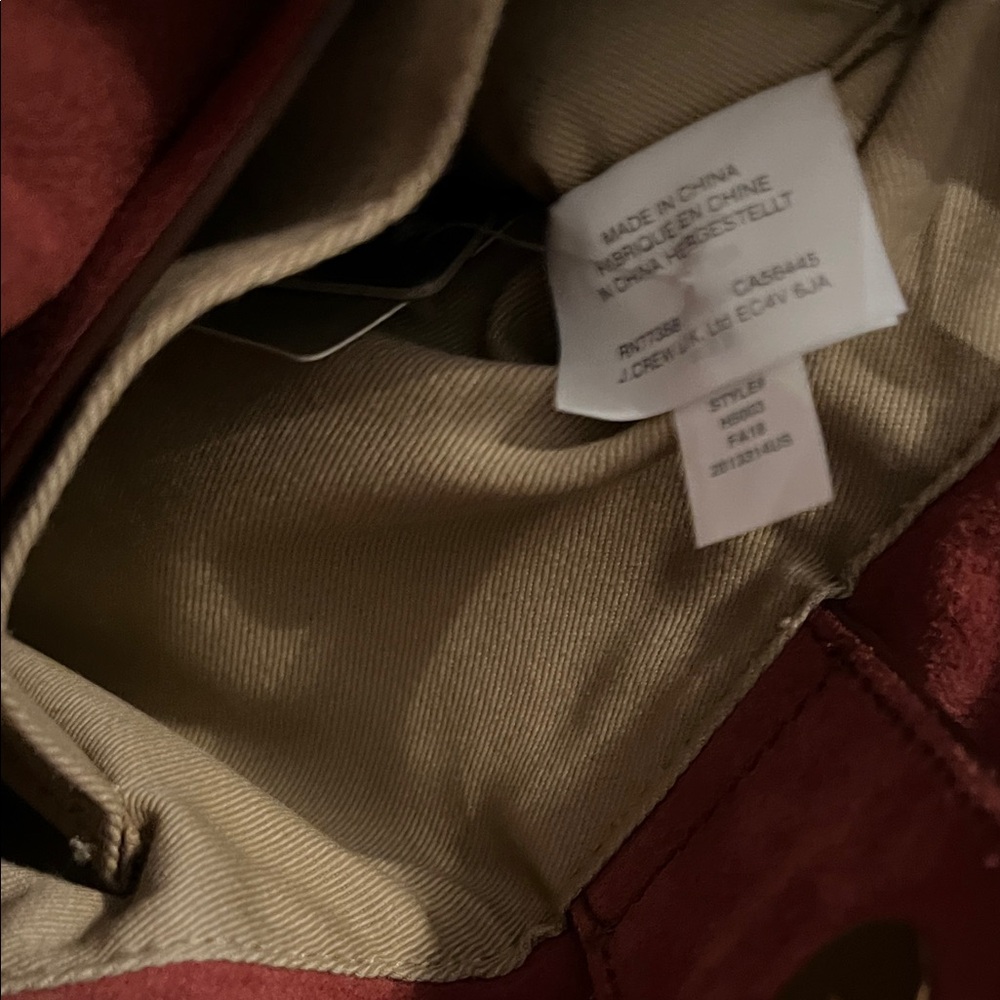 J. Crew Rust Suede Bucket Bag with Brass Ring Handles - Picture 6 of 9
